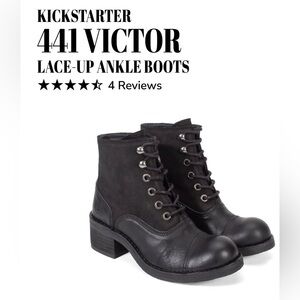 Fluevog NEARLY NEW Kickstarter 441 Victor black leather/suede lace-up boot - 10